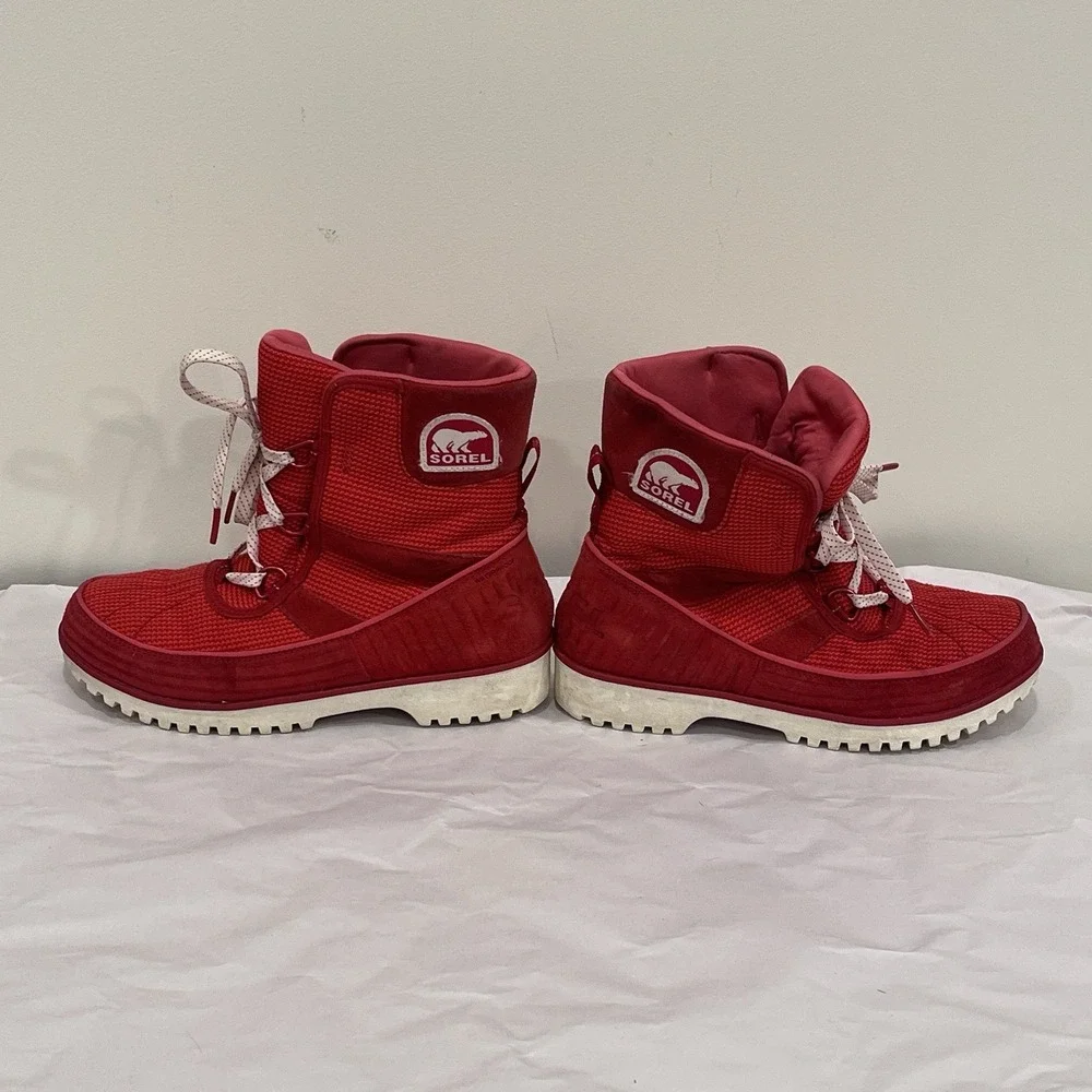Womens Red Sorel Tivoli Winter Boot Sz 7.5 Lace Up,‎ Nice Used Condition